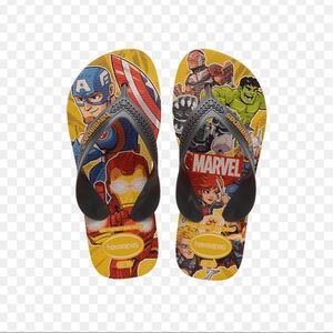 Havaianas Black and Yellow Sandals Marvel Design